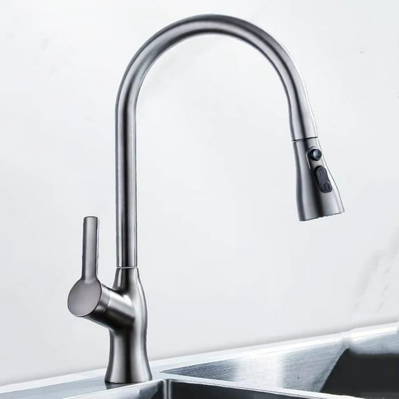 Kitchen Faucet with Pull Down Sprayer,3-Function Kitchen Sink Faucet with Pull Down Sprayer,Single Handle One Hole Kitchen Faucet,Hot and Cold Water Faucet,Gun Gray