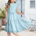 thumbnail image 2 of XXWXYD Girls Dresses Flutter Sleeve A-Line 𝖲undress Summer Casual Tiered Swing Midi Dress Lightweight Breathable Part𝗒 Beach Dress for Toddler Kids, 2 of 6
