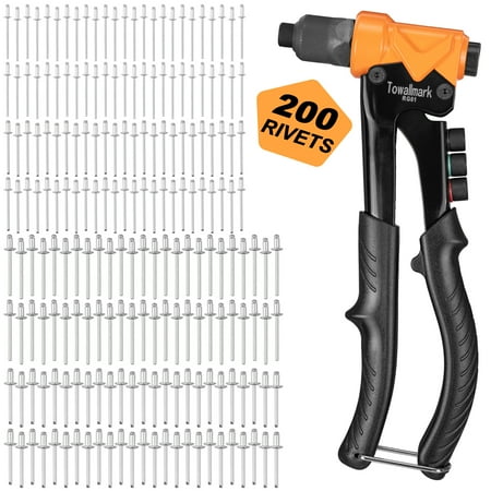 

LingStar Rivet Gun Pop Rivet Gun with 200pcs Metal Rivets 4 Interchangeable Nosepieces