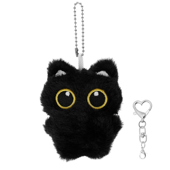 Plush Black Cat Shape Bag Charm Lightweight Unique Black Cat Style Keychain Accessories for Handbag Backpack Purse
