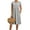 Light Gray, variant on Womens Cotton Linen Pockets Maxi Dress Casual Short Sleeve Shirred Midi Dresses