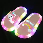 Angle View: Rainbow Unicorn Slippers for Boys Girls | Beach Shoes Baby Toddler | LED Light Summer Kids | Beach Shoes Baby Toddler | Soft Indoor Slippers | Children Sandals