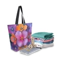 thumbnail image 2 of FORMRS Womens Canvas Tote Bag with Zipper Inner Pocket Shoulder Handbag, Large Purple Flowers, 2 of 7