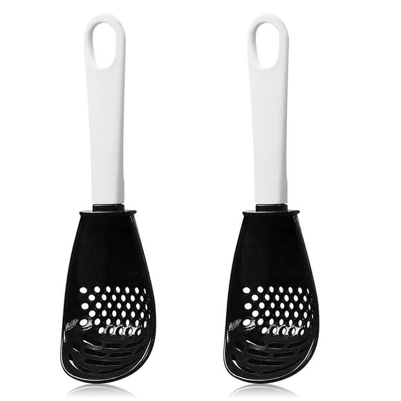 Cucharas de cocina Cucharas resistentes al calor Triturador de ajo Alimentos Agua Aceite Drenaje de jugo Herramientas de molienda Utensilios de cocina Negro 2 piezas Speravity HA009224-02