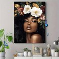 thumbnail image 4 of Black Woman Floral Canvas Wall Art，Perfect for Living Room， Bedroom， Bathroom， Office， and Dining Room Decoration., 4 of 8