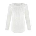 thumbnail image 3 of WCJM Women's Long Sleeve T-Shirt Women's Solid Color Vertical Ruched Crew Neck Long Sleeve Fall Casual Base Top Women Blending Shirts, 3 of 3