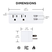 Merkury Innovations Ultra-Slim Wall Tap - 2 AC Outlets, 2 USB-A Ports, 2.1 Amps Fast Charging, Electrical Outlet Extender Wall Tap for Home