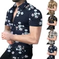 thumbnail image 3 of Mens Casual Printed Baroque Short Sleeve Muscle Button Down Shirt Party Dress, 3 of 9