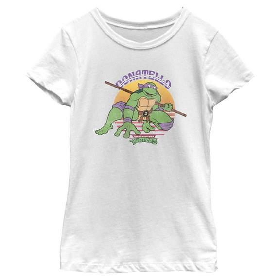 Girl's Teenage Mutant Ninja Turtles Sunset Donatello in Action  Graphic Tee White X Large
