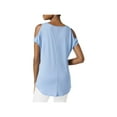 thumbnail image 2 of Jamie & Layla Womens Cold Shoulder Graphic T-Shirt, Blue, Medium, 2 of 2