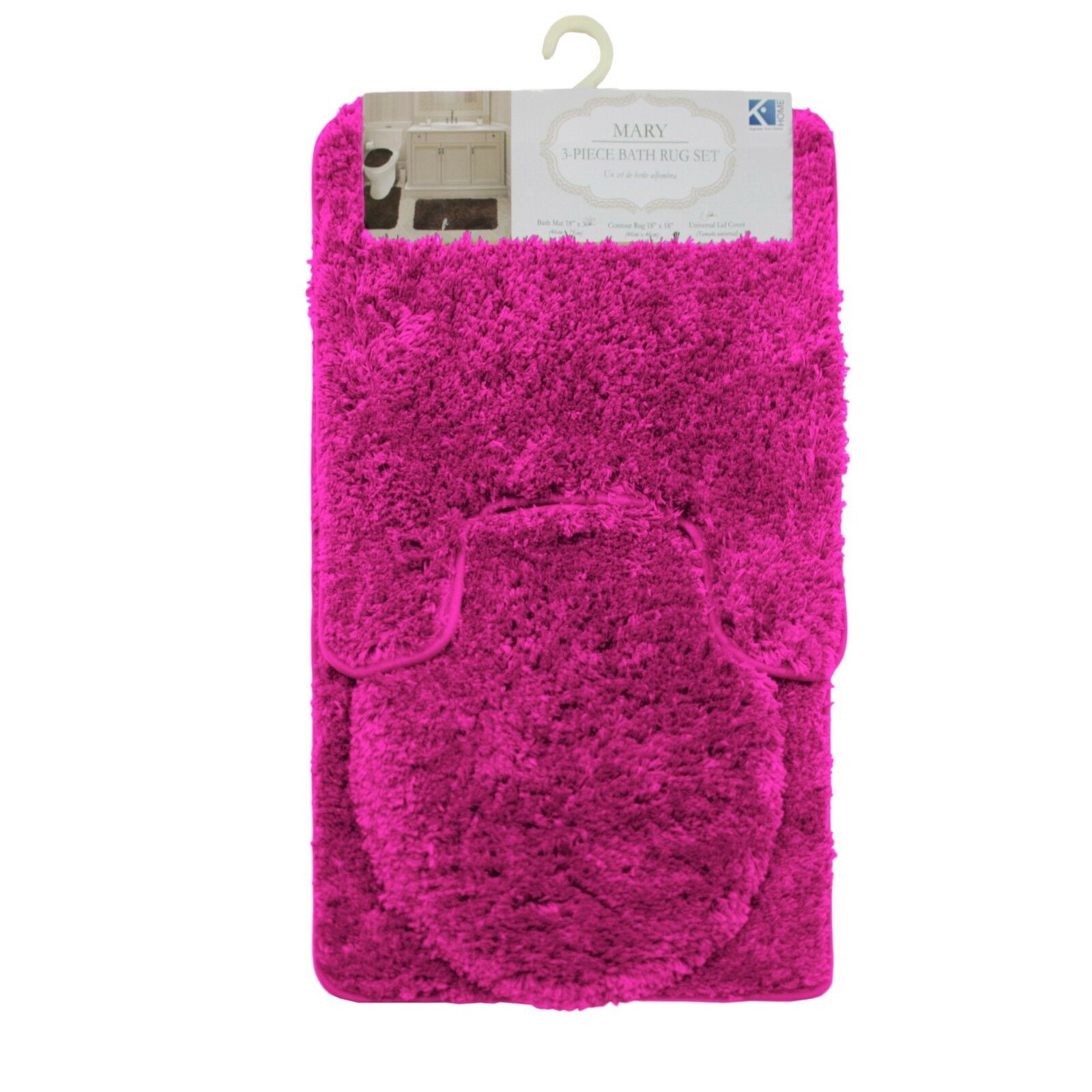 Kashi Home Luxury Soft Plush Mocha Microfiber Bath Rugs, 18" x 30", Non-Slip (3 Count)