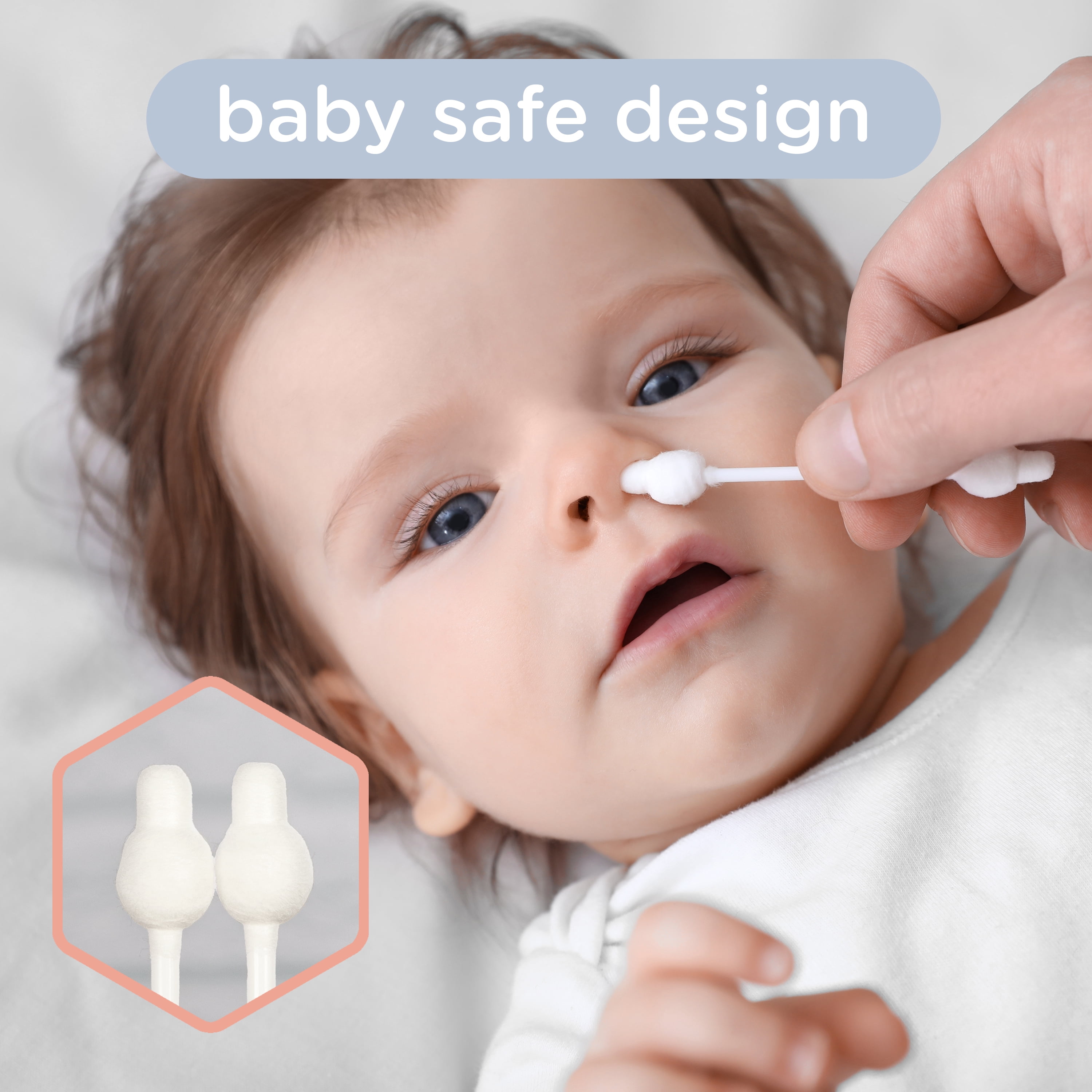 (6 pack) Bizzu Safety Cotton Swabs, 140 Count, Baby Care, Soft, Newborn, Toddler, Gentle Pointed Tips