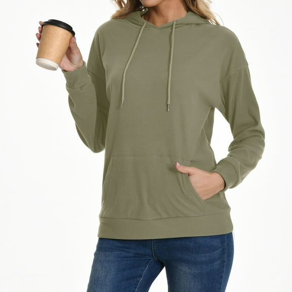 Womens Oversized Tshirt Women's Fashion Casual Long Sleeve Hooded Solid Color Comfortable Loose Top