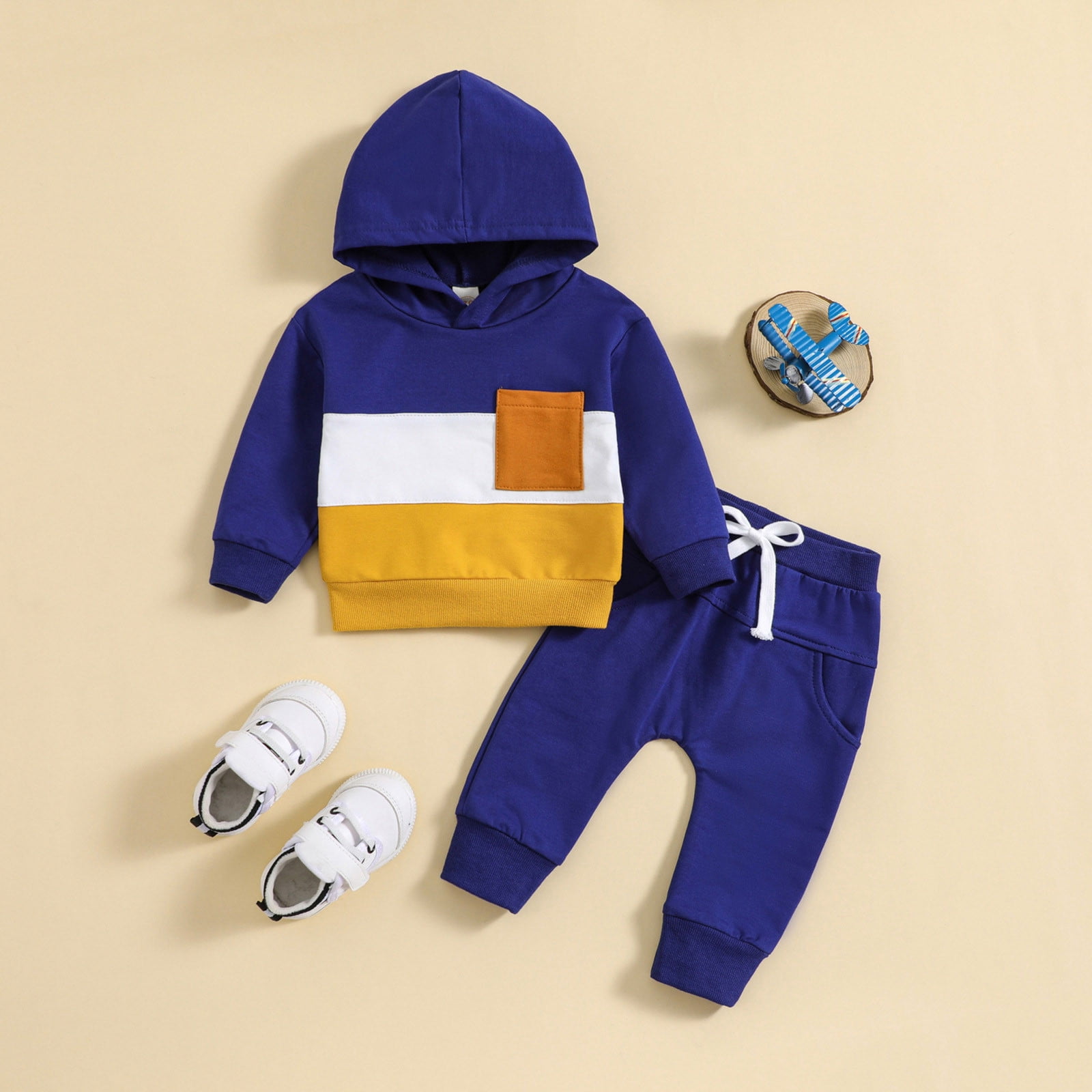 TJAZFJPA Baby Boy Outfits 0-3 Months Toddler Boys Girls Long Sleeve Patchwork Colour Hooded T Shirt Pullover Tops Pants Outfits Festival Outfit Infant Boy Clothes