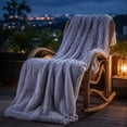 thumbnail image 5 of XIA0LE Thickened Long Faux Fur Throw Blanket, 31.5x42.5 Inchesfuzzy Faux Fur Throw Blanket, Reversible Shaggy Blankets, Fluffy Plush Warm Throws For Sofa Couch, Gray, 5 of 5