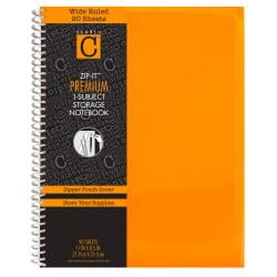 Studio C You Zig It Collection Pink 1-Subject Notebook 11.25x9.25 Inches 80 Sheets College Ruled Poly with Zip Pocket Cover Multicolored(95688)