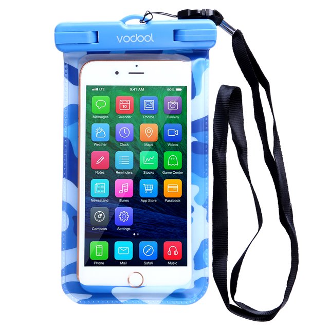 Funda protectora de bolsas impermeables universales VODOOL para teléfono de 4,0-5,8 pulgadas azul