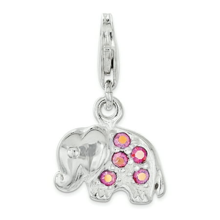 - 925 Sterling Silver Pink Crystal Elephant Lobster Clasp Pendant Charm Necklace Animal For Women Gift Set