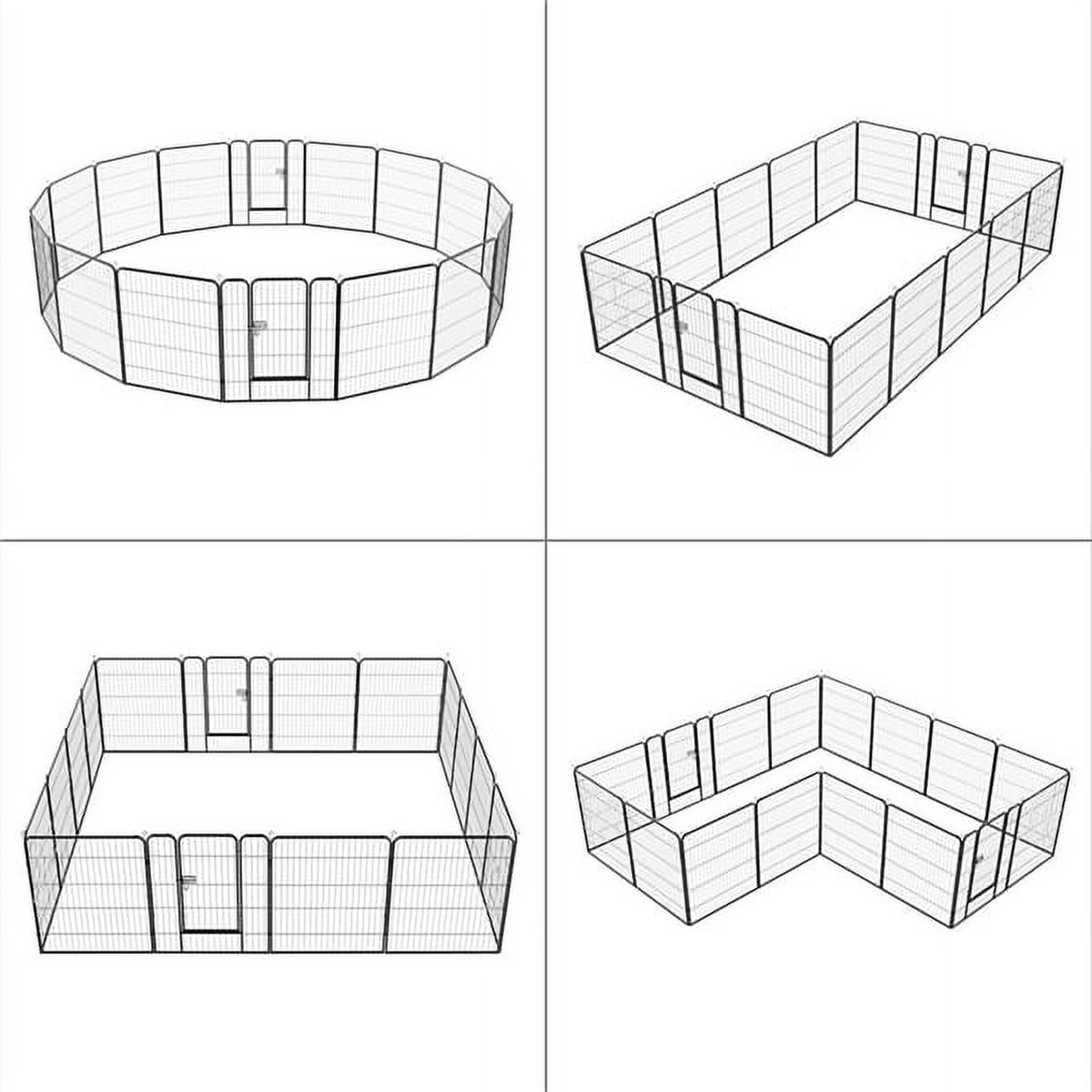 Alden Design 32"H Heavy Duty Black Iron Dog Playpen, 16 Panels