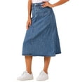 thumbnail image 4 of INSPIRE CHIC Women's Denim Skirts High Waist A Line Casual Jean Skirts with Pockets Light Blue XL, 4 of 5