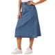 thumbnail image 4 of Faldas de mezclilla para mujer Inspire Chic, de cintura alta, en línea A, faldas de jean casuales con bolsillos, azul claro, talla S, 4 of 5