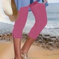 thumbnail image 2 of MLQIDK Pedal Pushers for Women Yoga Leggings Knee Length Trendy Summer High Waisted Cropped Pants Dressy Casual Yoga Capris with Pockets Hot Pink XL, 2 of 5