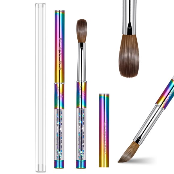 Shine Chance Pincel de uñas acrílico tamaño 10 Pincel de uñas Kolinsky Art real para aplicación de polvo acrílico Herramienta de extensión de uñas de manicura para mujeres hecha a mano para bricolaj