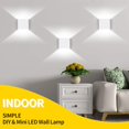 thumbnail image 4 of 2 piezas de luz de pared LED para interiores, aplique de pared blanco moderno de 6 W, lámparas de aluminio para sala de estar, dormitorio, cocina, blanco frío [Clase energética A++], 4 of 5