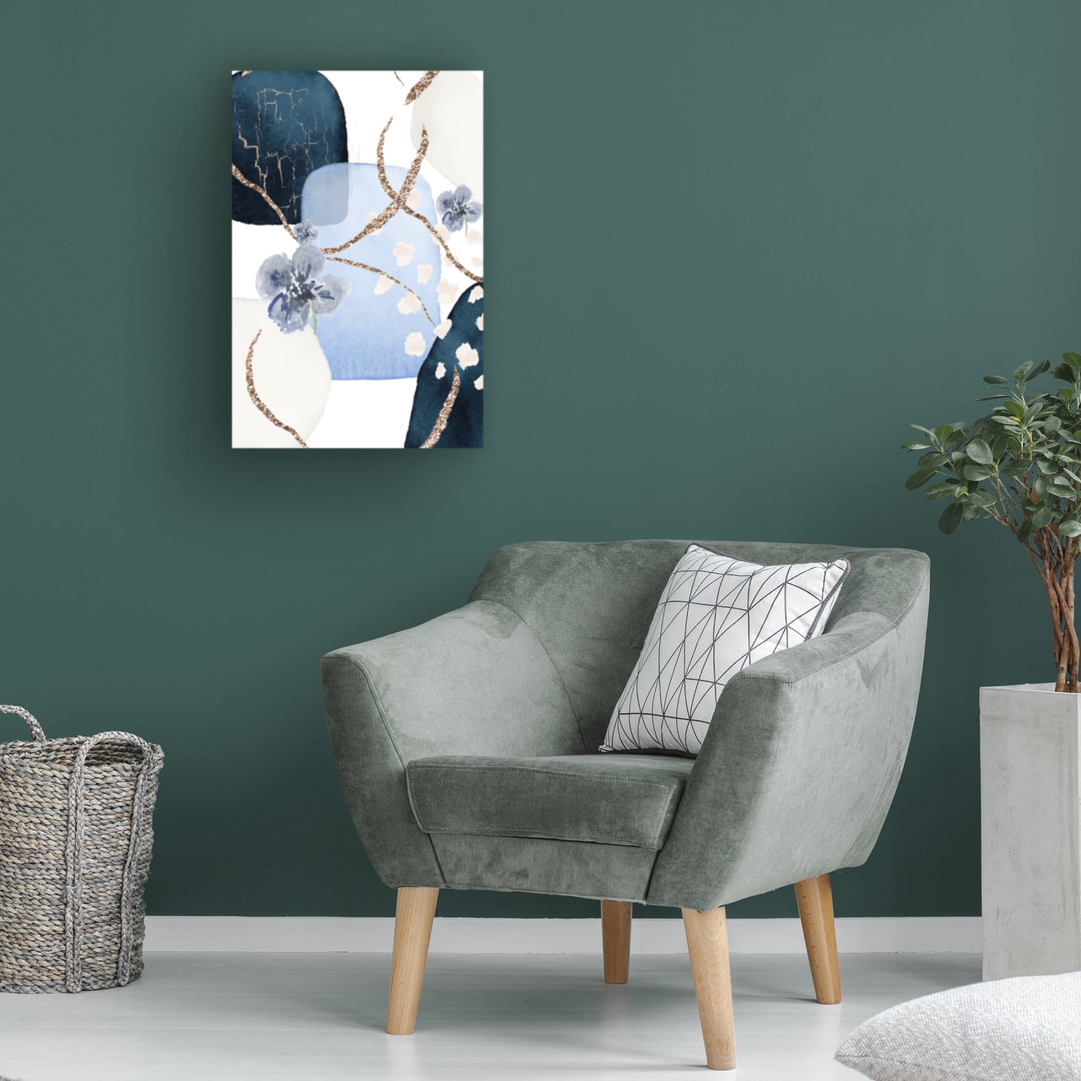 Trademark Fine Art Sally Ann Moss Floral Blue 2 Canvas Wall Art