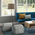 thumbnail image 2 of Pemberly Row Transitional  Genuine Leather  Boho Square Pouf in Cream, 2 of 6