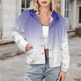 thumbnail image 3 of Jackets for Women Winter Coat Jackets Flannel Stand Collar Jacket(Aesthetic Dark Blue And White Gradient,Size:S-4XL), 3 of 7