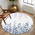 thumbnail image 2 of Round Rugs 5Ft, Spring Blue Eucalyptus Round Area Rug Washable Indoor Throw Carpet, Botanical Green Leaf Country Soft Non Slip Circle Rug for Cabinet Bathroom Home Decor Aesthetic, 2 of 8