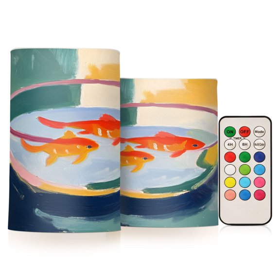 Yayeee Flameless Candles with Remote Flickering Battery Operated Multi Color Changing, Goldfish Bowl