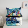 thumbnail image 5 of Homewish Cute Botanical Mushrooms Queen Comforter Set,Moon Stars Butterfly Comforter Sets Queen,Blue,Black Reversible,3 Pieces,1 Comforter and 2 Pillowcases, 5 of 7