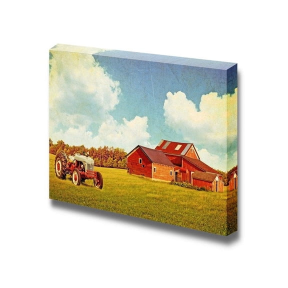 Canvas Prints Wall Art - Traditional Country Farm in Vintage/Retro Style | Modern Wall Decor/Home Art Stretched Gallery Canvas Wrap Giclee Print & Ready to Hang - 24" x 36"
