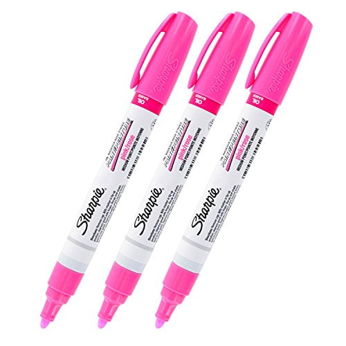 Sharpie OilBased Paint Marker, Medium Point, Pink Ink, Pack of 3
