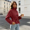 thumbnail image 4 of uublik Women's Trench Coat Red Long Sleeve Classic Overcoat Open Front Cardigan Jacket, 4 of 5