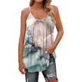 thumbnail image 1 of Workout Tank Tops Mujer Camiseta de manga corta con cremallera de algodón de imitación estampada para mujeres europeas y de verano, Top informal con cuello en V (Green, XXL), 1 of 4