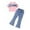 j-493Pink101, variant on Summer Girls Two Piece Outfit Bow Detail Off Shoulder Tops With Flared Denim Pants Casual Toddler And Little Kid Play Comfort Children Fashion Clothes Sets