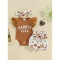 thumbnail image 2 of Newborn Baby Girl Daddy Clothes Set Daddy's Girl Ribbed Short Sleeve Romper Floral Shorts 3Pcs Summer Outfits, 2 of 7