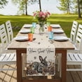 thumbnail image 4 of Table Runners 90 Inches Long Dress Scarves, Rabbits Pine Cone Farmhouse Coffee/Dining/Kitchen Table Runner for Living Room, Sweet Home Texture Rustic Leaf Retro Beige 13x90 Inch, 4 of 9