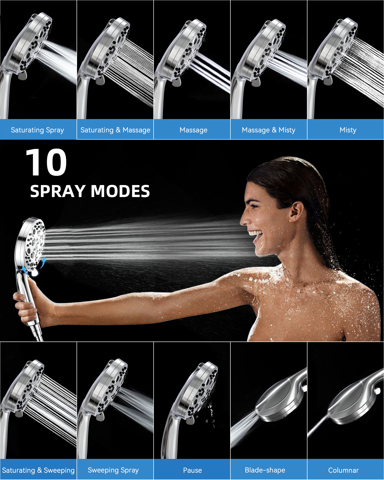 HODVIT High Pressure Handheld Showerhead with 60" Stainless Hose photo 7