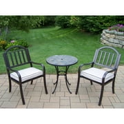 Oakland Living Stone Art Rochester 3 Piece Bistro Set with Cushions in Coffee