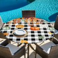 thumbnail image 6 of Fall Orange Green Pumpkins Round Tablecloth, Fitted Table Cover with Elastic for 36"-44" Round Tables, Thanksgiving Weeping Maple Leaf Table Cloth Outdoor Indoor Dinning Party Waterproof Tablecloths, 6 of 7