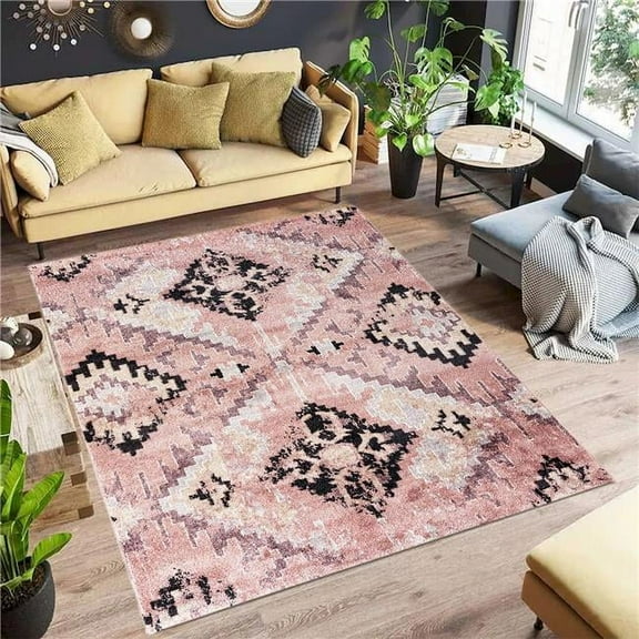 18 x 18 in. Sueno Pink & Gray Diamond Pattern Rectangle Area Rug