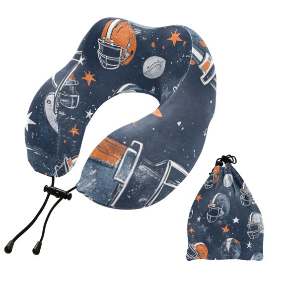 BZSMCE Travel Pillow Starstruck Football Pattern 10.5x9.5x6in