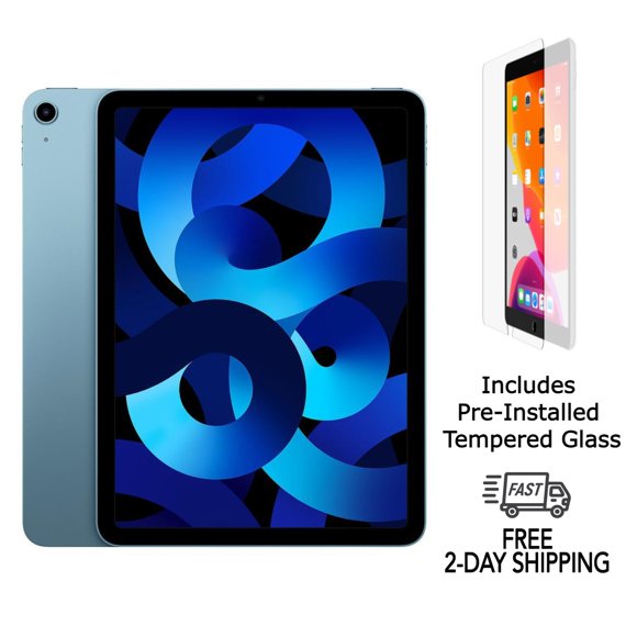 Refurbished Apple iPad Air 5 w/ Pre-Installed Tempered Glass (WiFi + Cellular Unlocked) 256GB Blue (Grade A+)