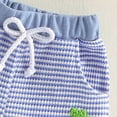 thumbnail image 7 of Xyant Toddler Baby Boy Girl Easter Outfit Waffle Stripe Bunny Carrot Embroidery Short Sleeve Shirt and Shorts Sets Summer Clothes (Blue,18-24 Months), 7 of 7