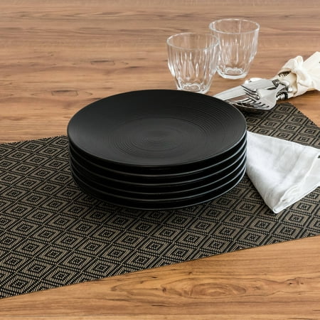 Better Homes & Gardens Matte Swirl Salad Plates, Black, Set of