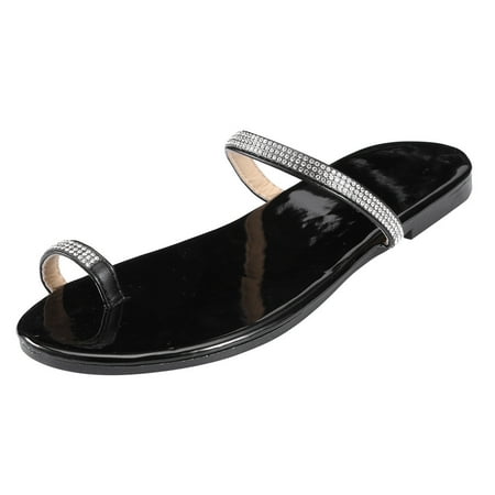 

Follure Girl women s casual shoes Women s Sandals Crystal Roman Flat Slippers Casual Shoes Beach Sandals Black 40